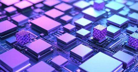 Futuristic Microprocessor Chip with Geometric Patterns