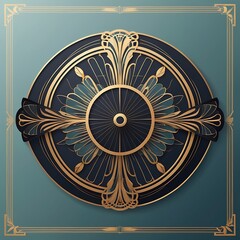 Obraz premium Ornate Circular Design with Golden Accents and Teal Background