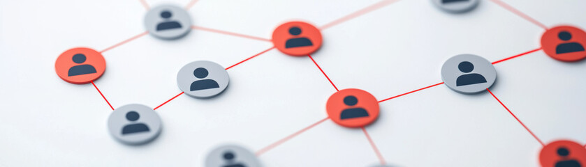 A visually engaging network diagram illustrating connections among individuals, perfect for representing social relationships and data flow.