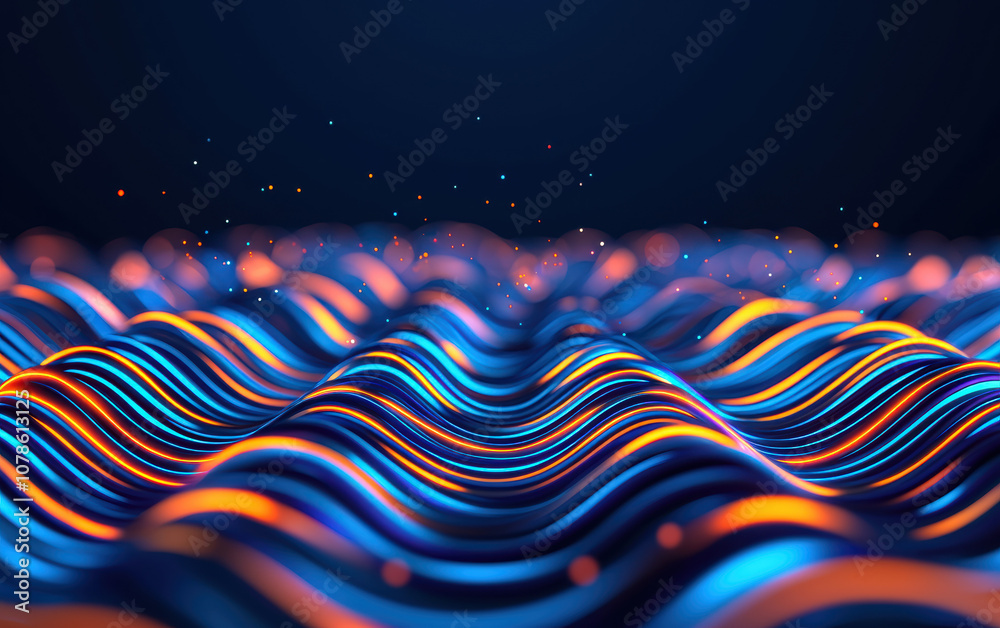 Wall mural abstract wave patterns with vibrant colors create a mesmerizing visual experience, evoking energy an