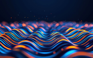 Abstract wave patterns with vibrant colors create a mesmerizing visual experience, evoking energy and movement in a digital landscape.