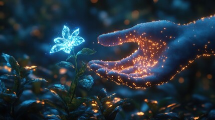 Glowing Hand and Flower