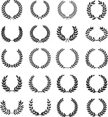 Set of laurel wreath logo icon
