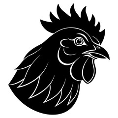 Chicken head vector silhouette art illustration