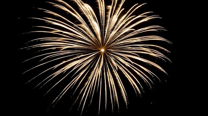 Fototapeta premium Radiant Golden Fireworks Bursting Against a Dark Night Sky, Creating a Stunning Display of Light and Color for Celebrations and Festivities