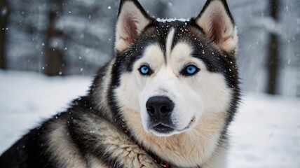 Siberian Husky Dog in the Snow.