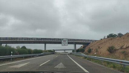 Fototapeta premium driving on highway in fog