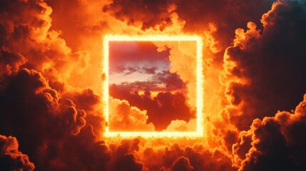 Stunning Fiery Clouds Framing a Dramatic Sky Scene