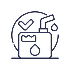 Oil can with droplet and checkmark symbolizes effective lubrication management.