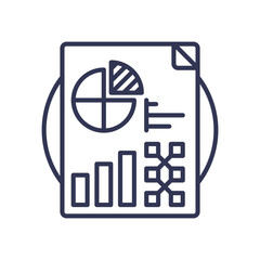 Illustration of a report with charts and graphs, symbolizing data analysis and presentation.