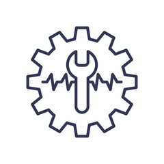 Gear and wrench symbolize proactive management and maintenance.