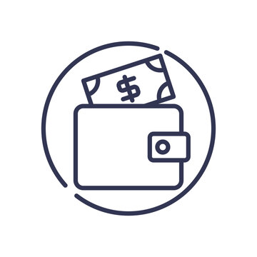 recommend clip art: Wallet with cash symbolizes low revenue and financial constraints.