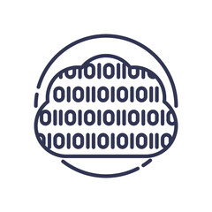 Cloud with binary code symbolizes data processing in the cloud.