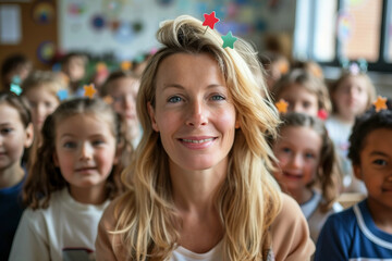 Fototapeta premium Generated with AI image of professional teacher in classroom
