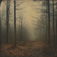 misty morning in the forest