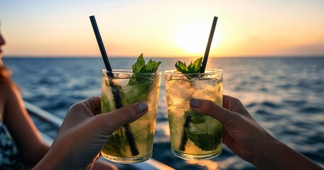 Sunset Mojitos on Boat with Ocean View