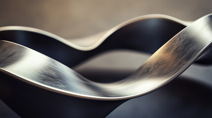 close-up of two smooth metallic shapes with subtle curves, simple background, volumetric lighting, cinematic lighting