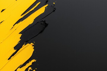 Vibrant abstract composition featuring bold yellow and black paint strokes on a textured surface, perfect for artistic and creative projects.