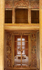Carved sculpture of Goddess Durga on Ganesh Bagh Temple, located in Chitrakoot, Madhya Pradesh