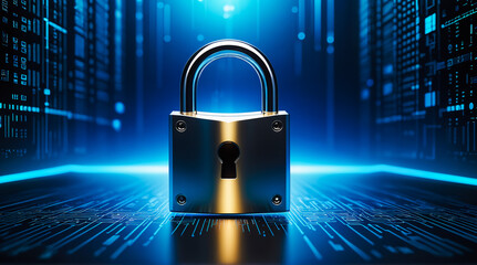 cyber security, abstract computer chip, technology background with a padlock, internet security and...