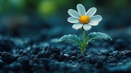 A Single Daisy Blooming