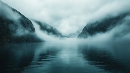 Obraz premium Misty Fjord Landscape