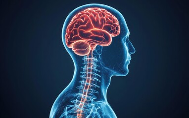 Anatomical illustration of a human brain with spine, showcasing neural connections and vibrant colors, symbolizing intelligence and cognition.