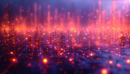 Fototapeta premium 3d render of Cyber punk night city landscape concept