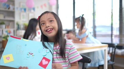 Portrait of special students doing learning activities in a special classroom