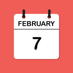 February 7. Daily Calendar icon for design. Simple design for business brochure, flyer, print media, advertisement. Easily editable