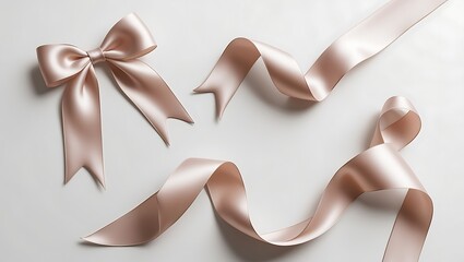 bow and ribbon isolated on white. Gift box decor, Christmas design element.