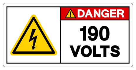 Danger 190 Volts Tag Symbol Sign,Vector Illustration, Isolate On White Background Label. EPS10