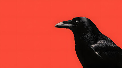 Obraz premium Artistic Silhouette of a Crow Bird Against a Vibrant Background for Unique Wallpaper Design