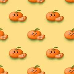 This delightful kawaii mandarin pattern is ideal for wrapping paper, fabric, stationery, and holiday decorations. Perfect for children's items, it brings joy and a festive spirit to any product!