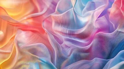 Obraz premium Abstract waves of light swirling into soft geometric shapes in rainbow colors