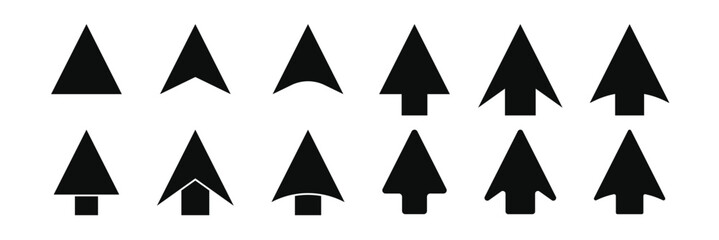 Black arrow vector icon pack. Arrow icon.