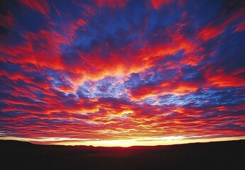 Fototapeta premium Fiery Sunset Sky with Intricate Cloud Patterns