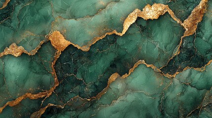 A textured green and gold abstract design resembling natural stone.