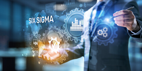 Six sigma DMAIC Industrial innovation technology quality control business concept.