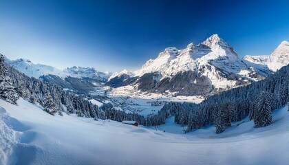 Obraz premium Stunning panoramic view of the Swiss Alps from the top of the Schilthorn mountain in the Jungfrau region of the country