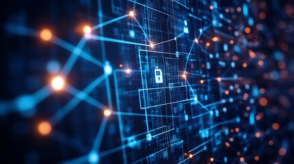 Obraz premium A high-tech environment where B2B connections are facilitated, leaving ample room for text at the bottom 