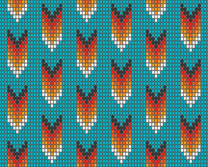 Western Aztec beaded tribal arrows teal Vector Pattern. Colorful native Aztec beads arrows seamless pattern.