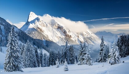 Stunning panoramic view of the Swiss Alps from the top of the Schilthorn mountain in the Jungfrau region of the country