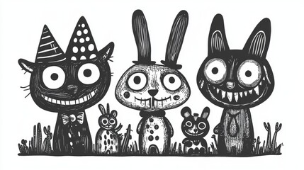 Obraz premium Playful Animal Characters in Creative Design