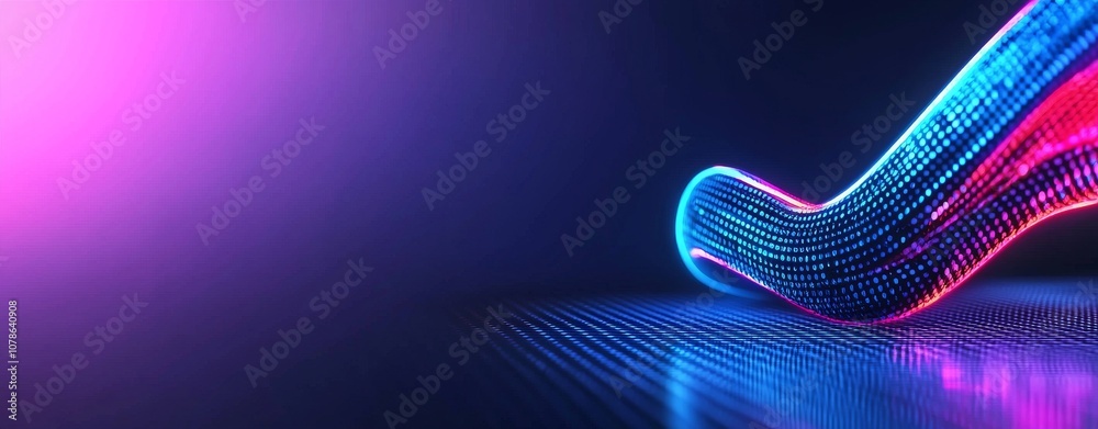 Wall mural digital technology background with glowing particles and abstract grid, symbolizing innovation and d
