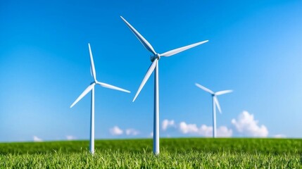 Fototapeta premium Installation of wind turbines and solar panels on a dramatic skyline, demonstrating sustainable technology and eco-friendly solutions