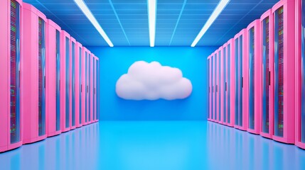 Obraz premium Cloud computing in an abstract server room