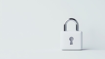 Naklejka premium The minimalistic white padlock on a clean background signifies security, protection, and privacy.