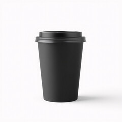 Blank black coffee paper cup isolated on white background. 3d endering.