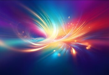 Fototapeta premium Abstract swirling blue and orange lines with blurred lights.